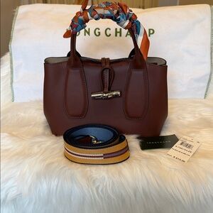 Longchamp Roseau Top Handle/ Crossbody Bag in Ebony